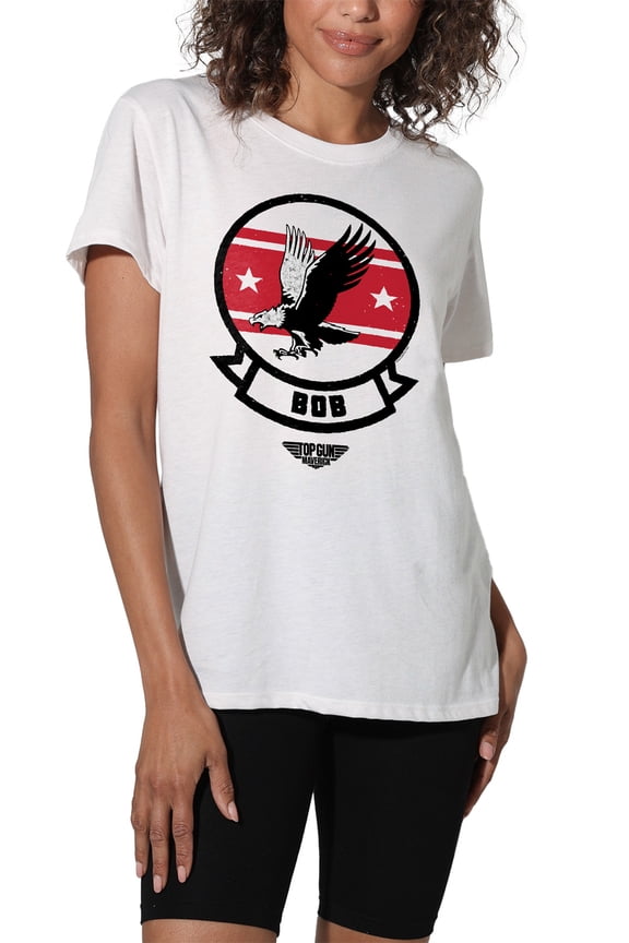 Top Gun Bob Logo Women's Loose T-Shirt, White, 2X-Large