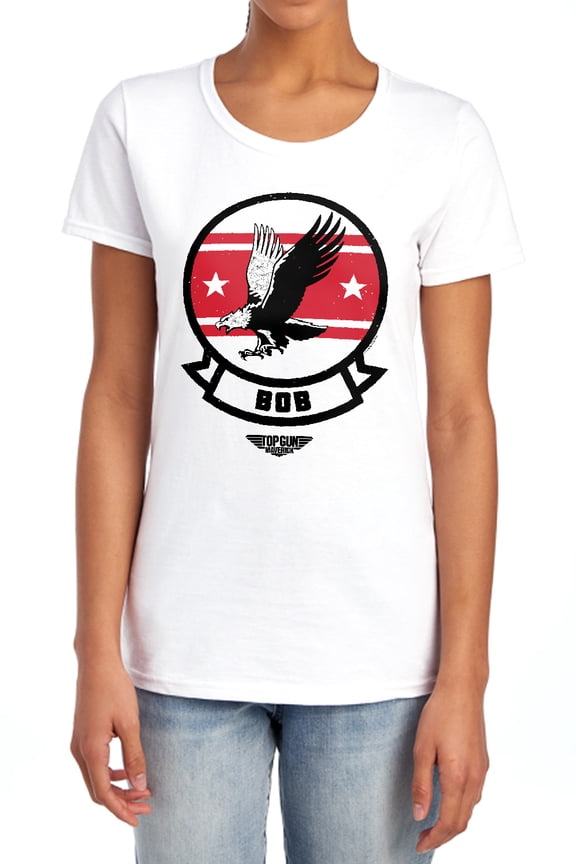 Top Gun Bob Logo Women's T Shirt, White, X-Large
