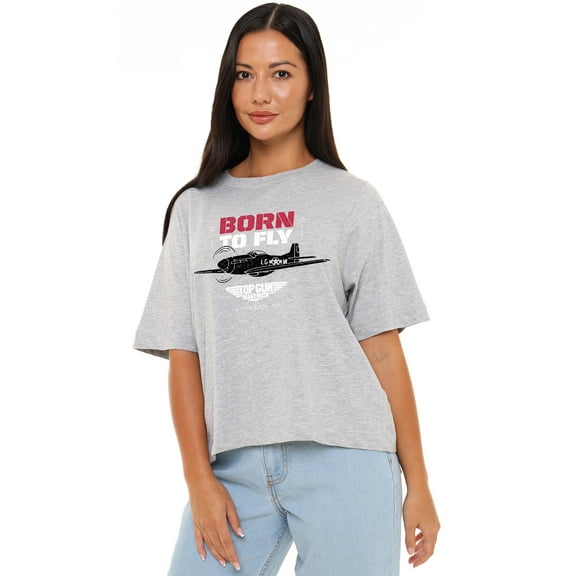 Top Gun Born To Fly Women's Boxy Cropped T-Shirt Casual Graphic Tee