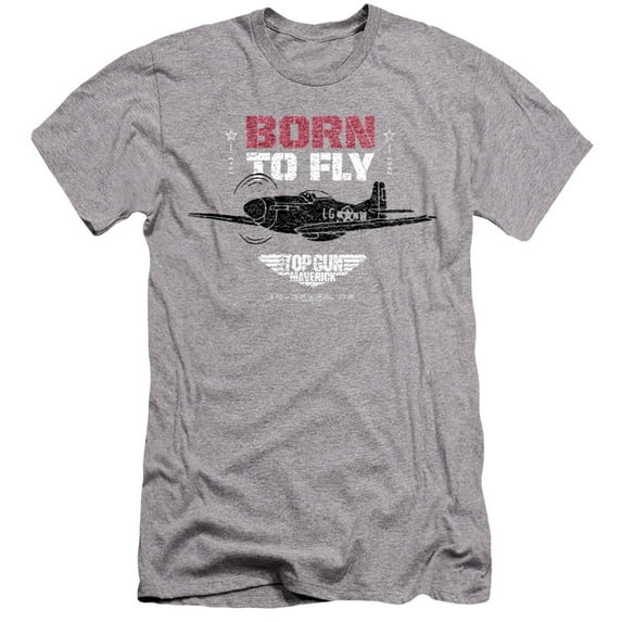 Top Gun Born to Fly Unisex Adult Canvas Brand T Shirt, Athletic Heather, 2X-Large