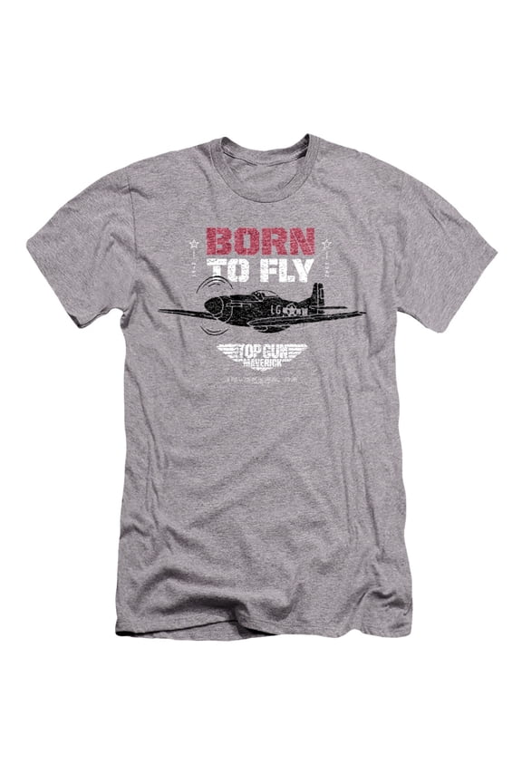 Top Gun Born to Fly Unisex Adult Canvas Brand T Shirt, Athletic Heather, Small