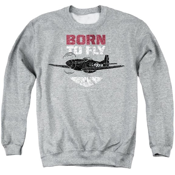 Top Gun Born to Fly Unisex Adult Crewneck Sweatshirt, Athletic Heather, Small
