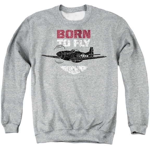 Top Gun Born to Fly Unisex Adult Crewneck Sweatshirt, Athletic Heather, X-Large