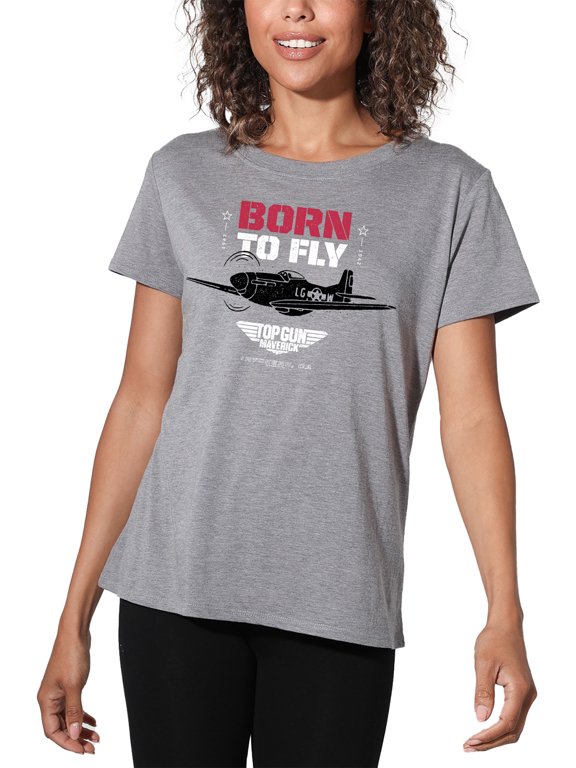 Top Gun Born to Fly Women's Loose T-Shirt, Athletic Heather, Medium