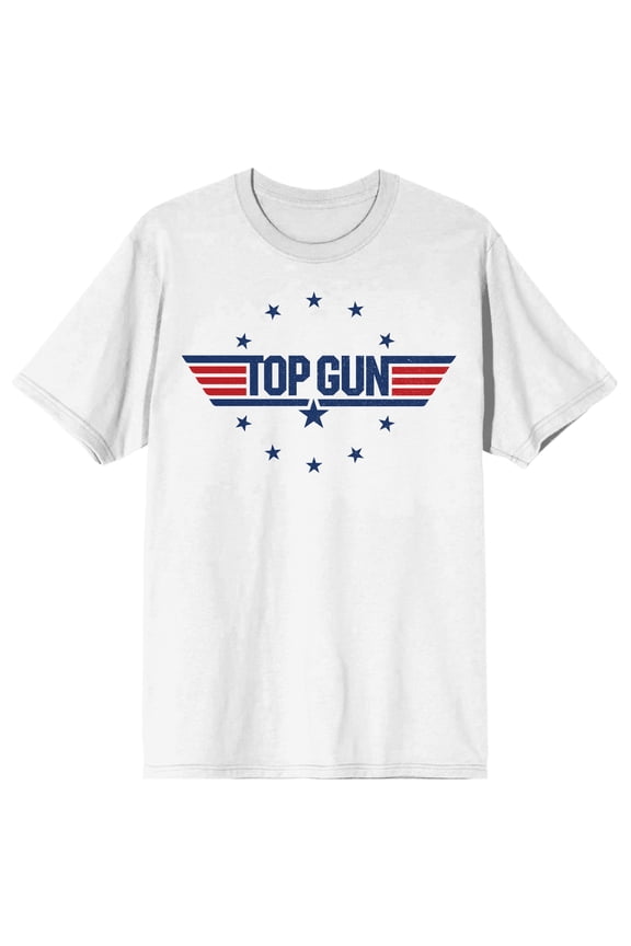 Top Gun Classic Movie Logo Crew Neck Short Sleeve White T-shirt-XL