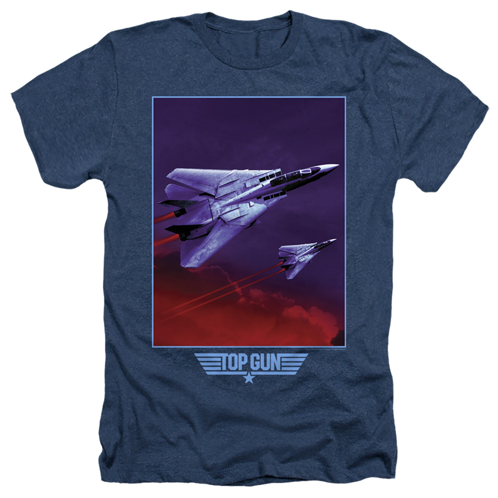 Top Gun Clouds Unisex Adult Heather T Shirt for Men and Women, Navy, 2X-Large - image 1 of 2