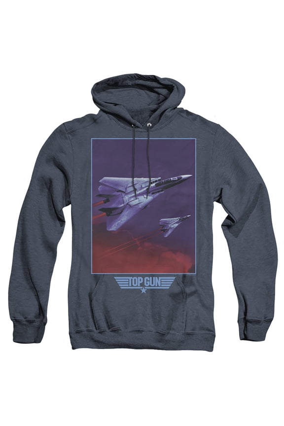 Top Gun Clouds Unisex Adult Pull-over Heather Hoodie, Navy, 2X-Large