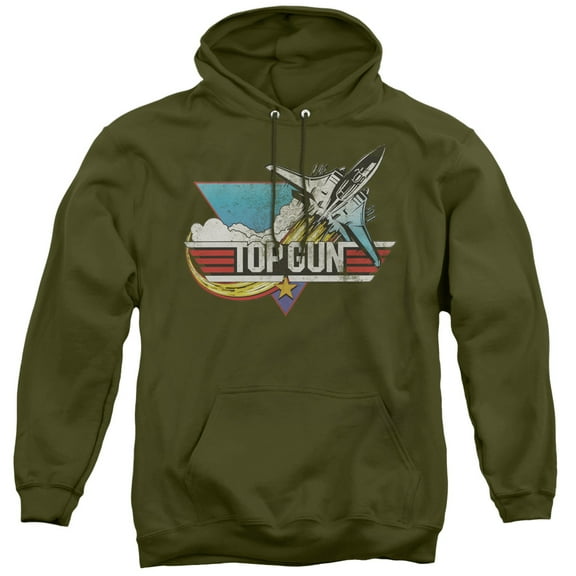 Top Gun Distressed Logo Unisex Adult Pull-over Hoodie for Men and Women, Medium