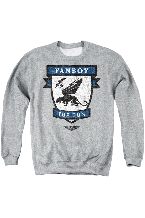 Top Gun Fanboy Logo Unisex Adult Crewneck Sweatshirt, Athletic Heather, Medium