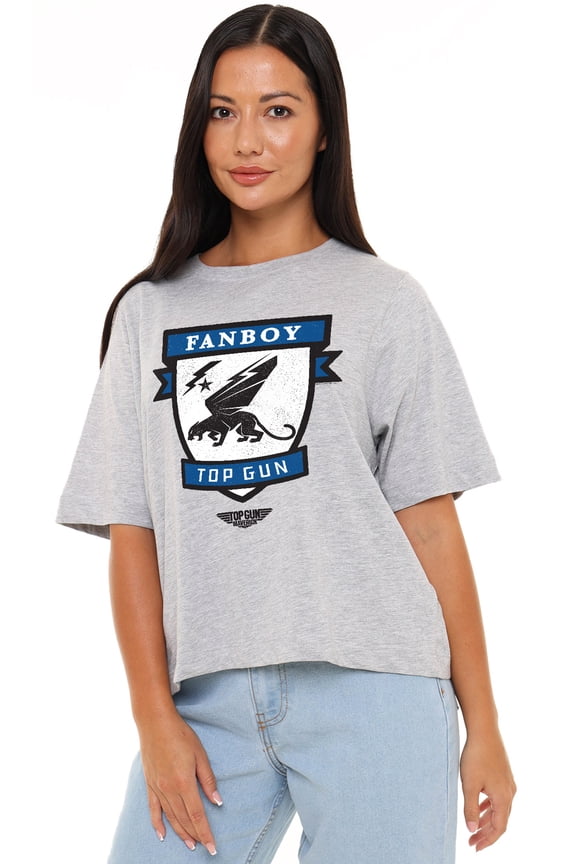 Top Gun Fanboy Logo Women's Boxy Cropped T-Shirt Casual Graphic Tee