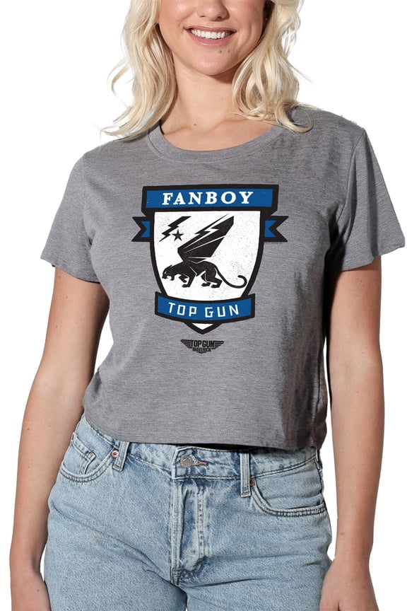 Top Gun Fanboy Logo Women's Crop Top T-Shirt, Athletic Heather, X-Large