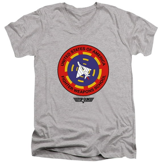 Top Gun Fighter Weapons School Unisex Adult V-Neck T Shirt for Men and Women, Athletic Heather, 2X-Large