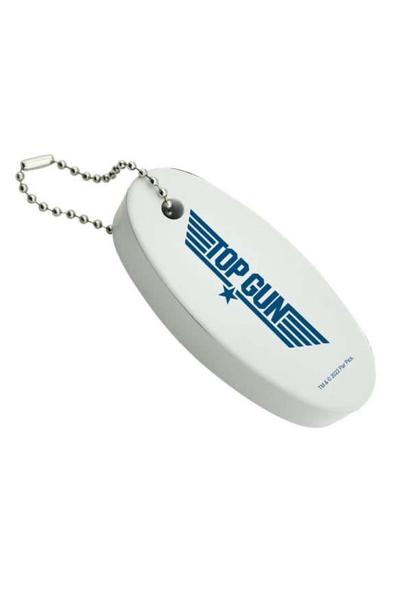 Top Gun Flat Logo Floating Keychain Oval Foam Fishing Boat Buoy Key Float