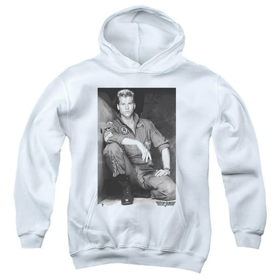 Top Gun Fresh Ice Unisex Youth Pull-Over Hoodie for Boys and Girls, White, Large