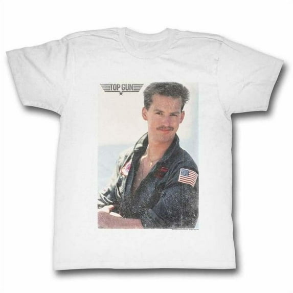 Top Gun GOOSE FADE-Front Print-White Adult Short Sleeves T-Shirt