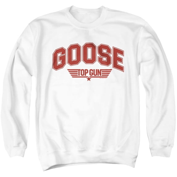 Top Gun Goose Varsity Unisex Adult Crewneck Sweatshirt, White, Medium