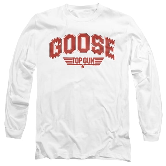 Top Gun Goose Varsity Unisex Adult Long-Sleeve T Shirt, White, X-Large