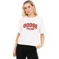 thumbnail image 1 of Top Gun Goose Varsity Women's Boxy Cropped T-Shirt Casual Graphic Tee, 1 of 4