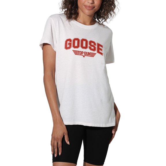 Top Gun Goose Varsity Women's Loose T-Shirt, White, 2X-Large