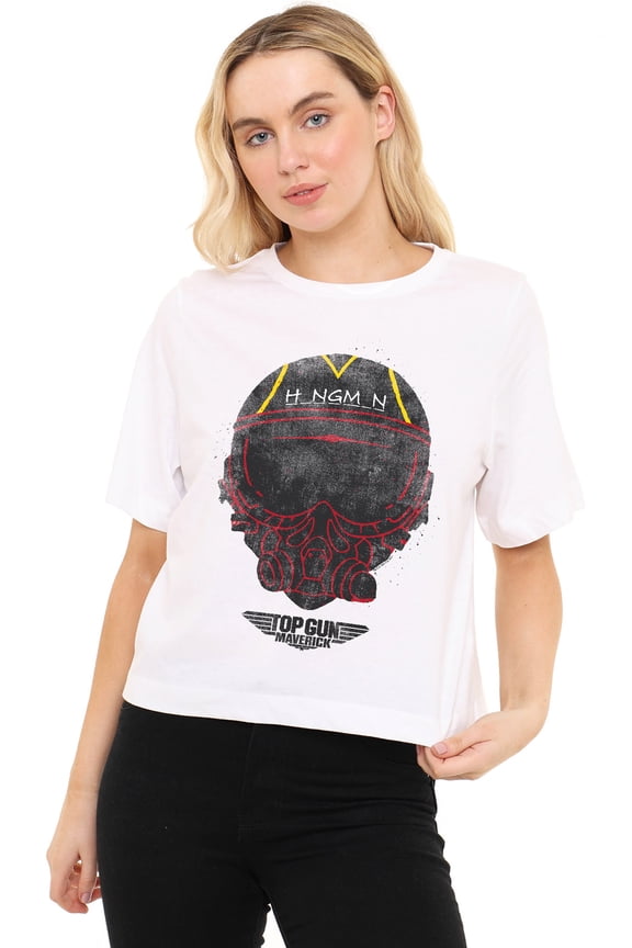 Top Gun Hangman Helmet Women's Boxy Cropped T-Shirt Casual Graphic Tee