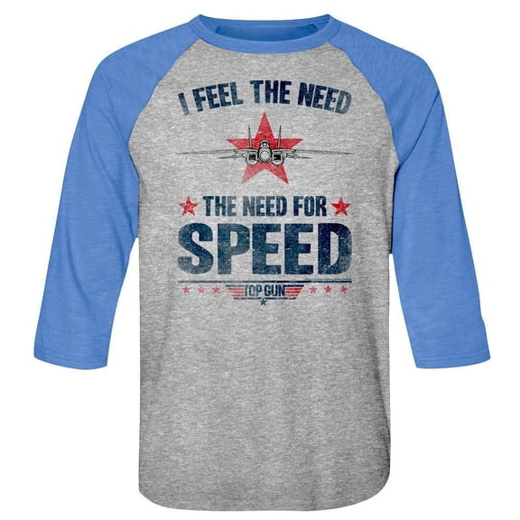 Top Gun I Feel The Need for Speed Men's Raglan Shirt (GrayHeather, AdultM)