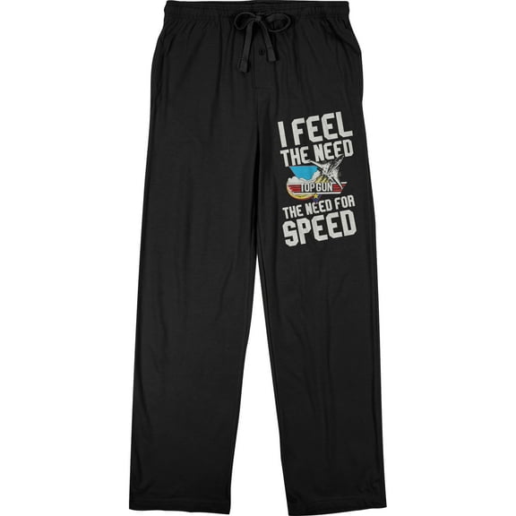 Top Gun I Feel the Need for Speed Men's Black Drawstring Sleep Pajama Pants-L