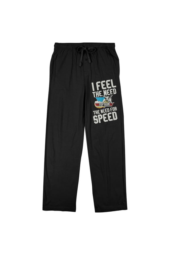 Top Gun I Feel the Need for Speed Men's Black Drawstring Sleep Pajama Pants-XXL