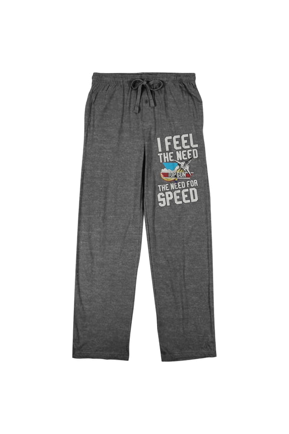 Top Gun I Feel the Need for Speed Men's Graphite Heather Drawstring Sleep Pajama Pants-Medium