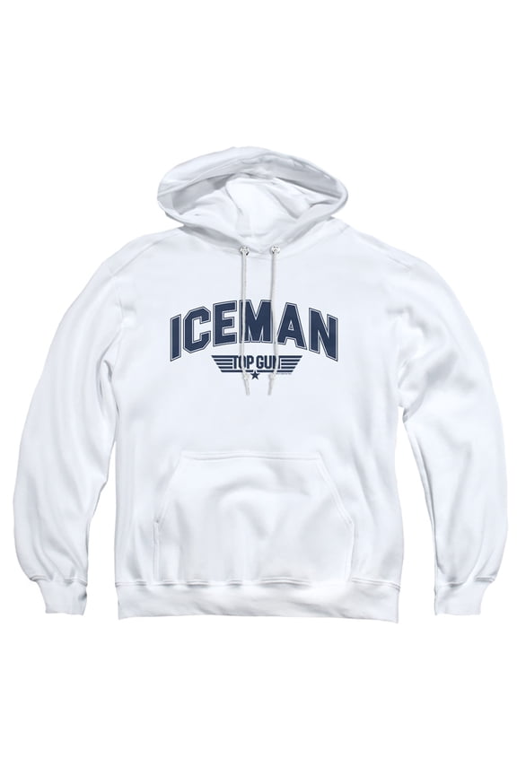 Top Gun Iceman Varsity Adult Pull-Over Hoodie, White, Large