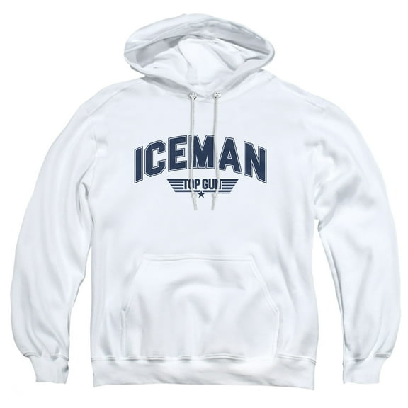 Top Gun Iceman Varsity Adult Pull-Over Hoodie, White, X-Large