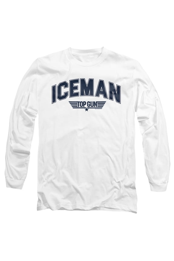 Top Gun Iceman Varsity Unisex Adult Long-Sleeve T Shirt, White, X-Large