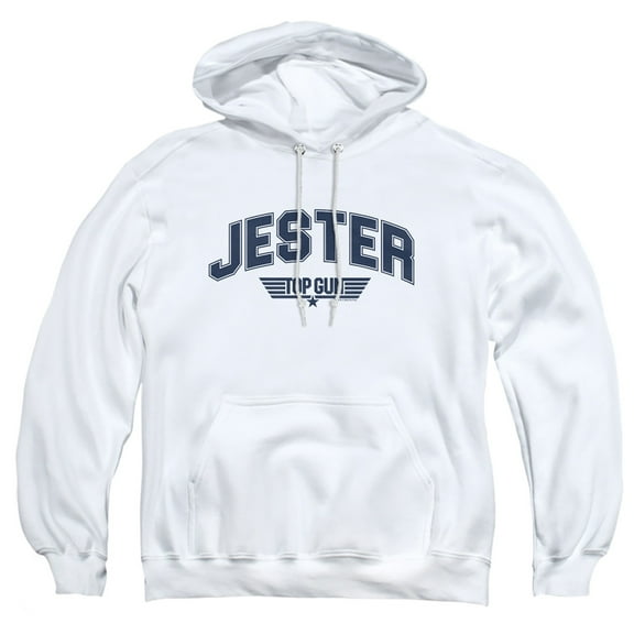 Top Gun Jester Varsity Adult Pull-Over Hoodie, White, Medium