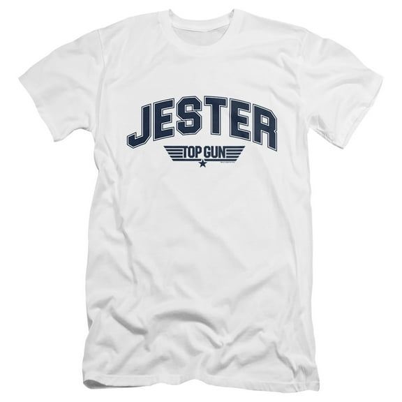 Top Gun Jester Varsity Unisex Adult Canvas Brand T Shirt, White, 2X-Large