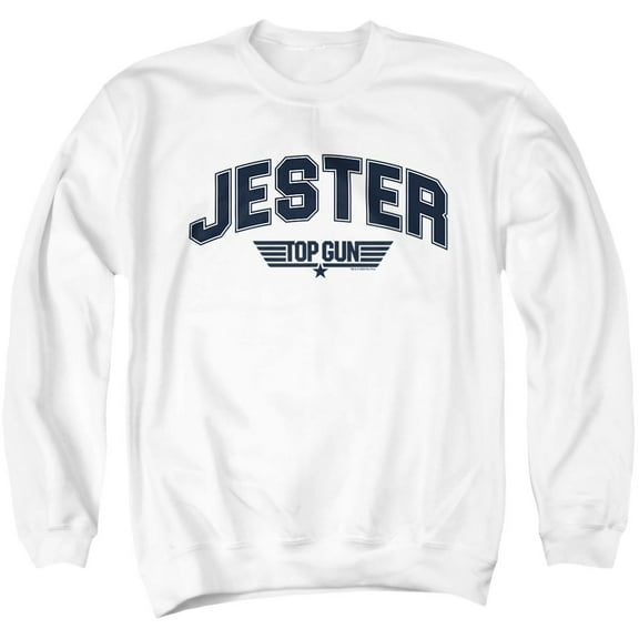Top Gun Jester Varsity Unisex Adult Crewneck Sweatshirt, White, 2X-Large