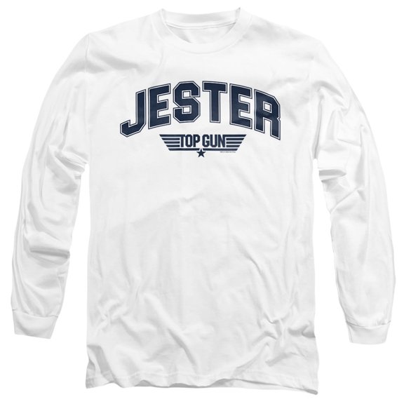 Top Gun Jester Varsity Unisex Adult Long-Sleeve T Shirt, White, 3X-Large