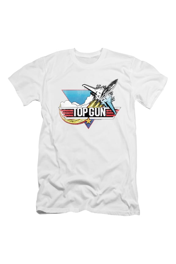 Top Gun Jet Swoop Logo Unisex Adult Canvas Brand T Shirt, White, Small