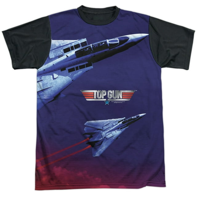 Top Gun Jets In Motion Unisex Adult Sublimated Black Back T Shirt for Men and Women, White, Large