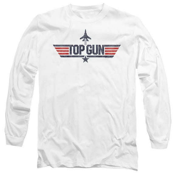 Top Gun Logo White Unisex Adult Long-Sleeve T Shirt (2X-Large) Logo White