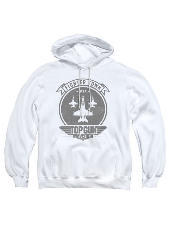 Top Gun Maverick Fighter Town Adult Pull-Over Hoodie, White, Small