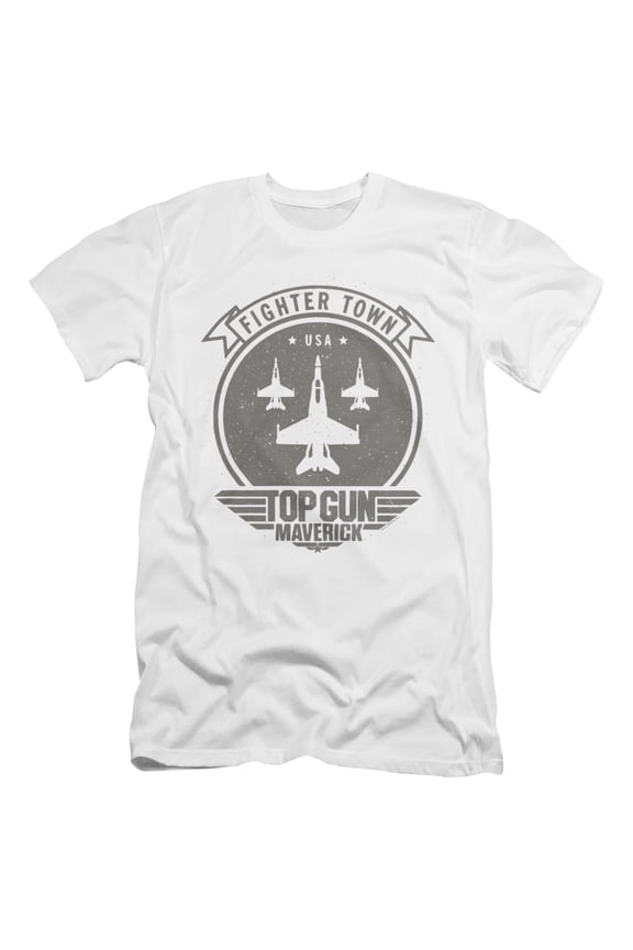Top Gun Maverick Fighter Town Unisex Adult Canvas Brand T Shirt, White, Small