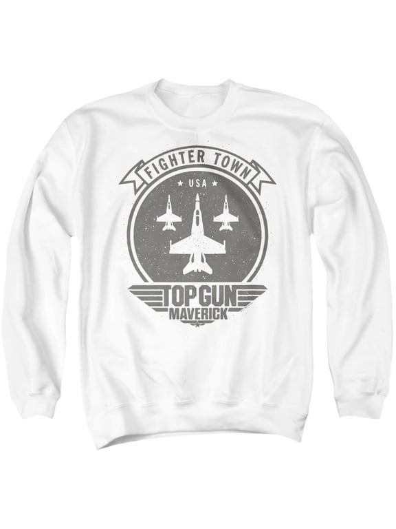 Top Gun Maverick Fighter Town Unisex Adult Crewneck Sweatshirt, White, Small