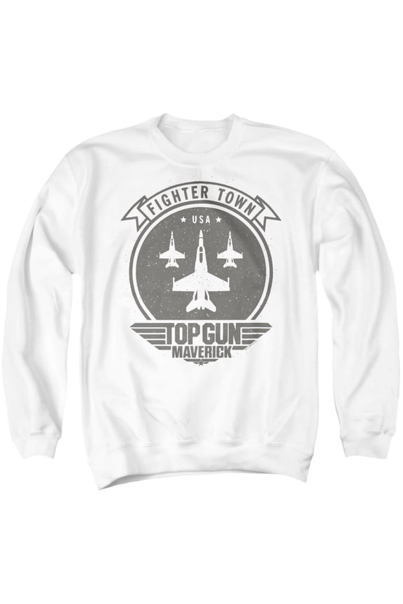 Top Gun Maverick Fighter Town Unisex Adult Crewneck Sweatshirt, White, Small