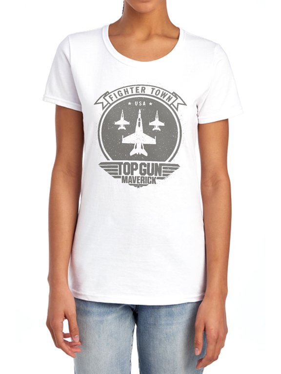 Top Gun Maverick Fighter Town Women's T Shirt, White, Large
