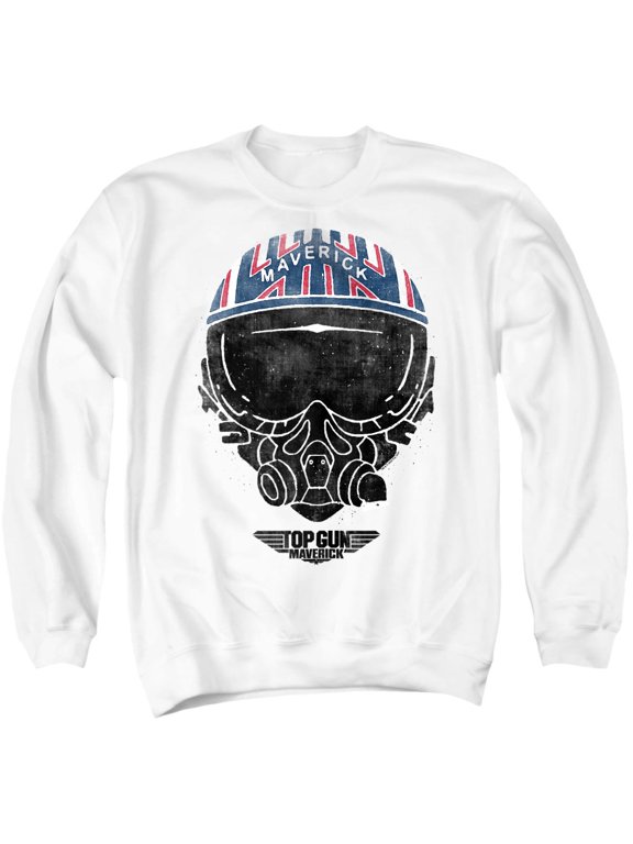 Top Gun Maverick Helmet Unisex Adult Crewneck Sweatshirt, White, Large