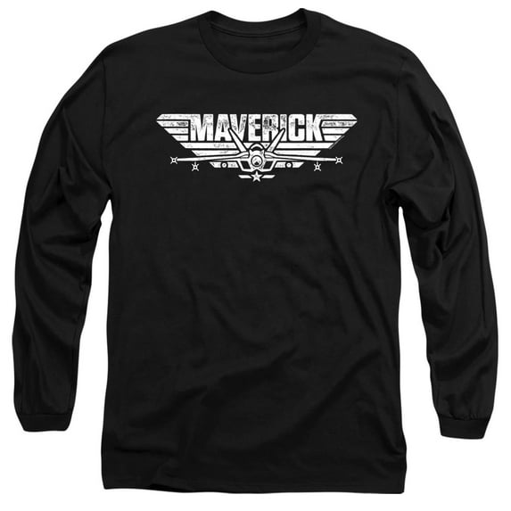 Top Gun Maverick Logo Unisex Adult Long-Sleeve T Shirt, Black, 2X-Large