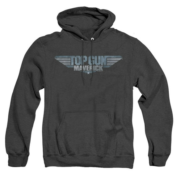 Top Gun: Maverick Logo Unisex Adult Pull-Over Heather Hoodie (X-Large) Black