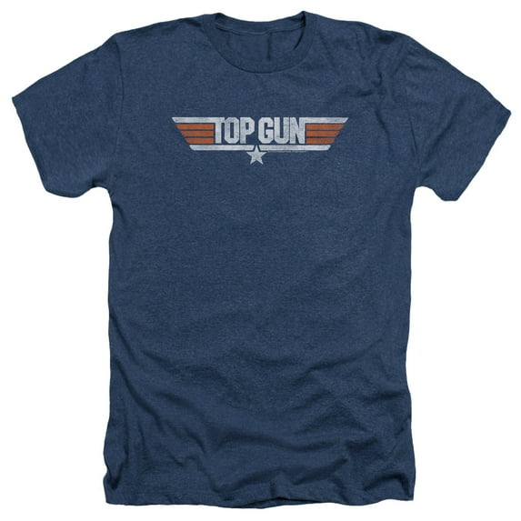 Top Gun Men's Distressed Logo Heather T-shirt Navy