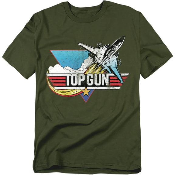 Top Gun Men's  Distressed Logo T-shirt Military Green