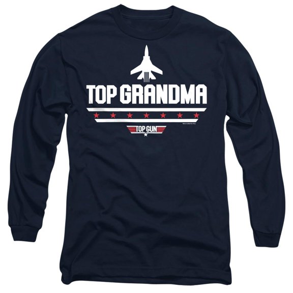 Top Gun Mother's Day Top Grandma Unisex Adult Long-Sleeve T Shirt, Navy, Medium