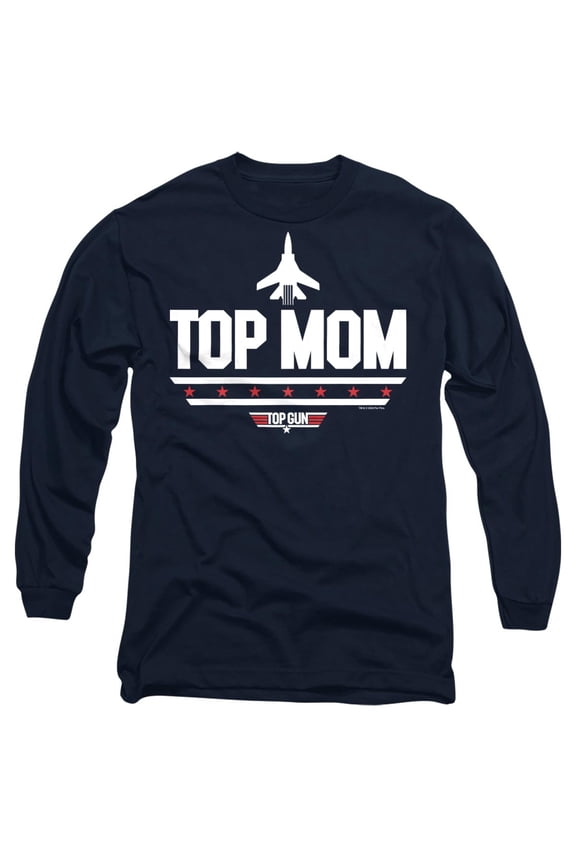 Top Gun Mother's Day Top Mom Unisex Adult Long-Sleeve T Shirt, Navy, Medium